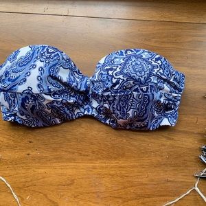 Blue and white H&M bikini top